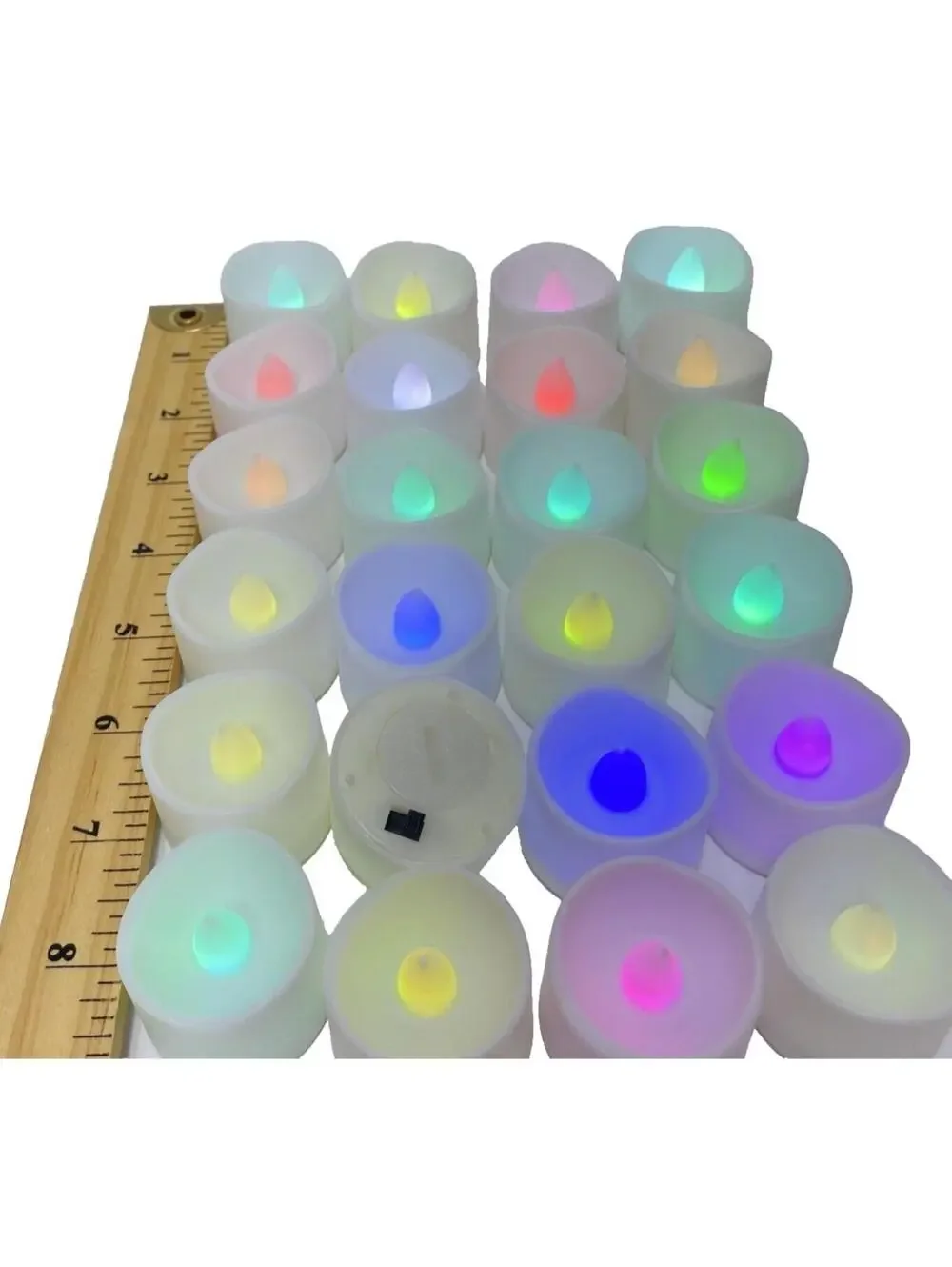 LED Tea Light Candles Multi-Colour Set of 24 Mini Candle Lights Red, Blue, Green